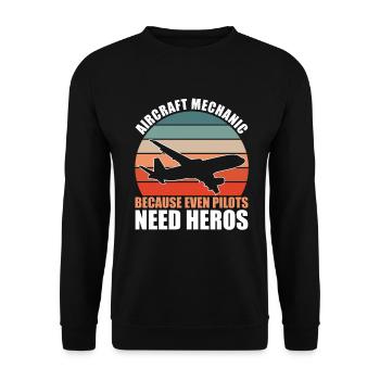 Mécanicien d’aéronef parce que - Sweat-shirt Unisexe - noir - Devant - Alina (178cm) & Michal (187cm)