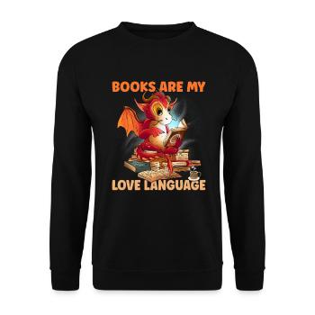 Books Love Language Lesen - Unisex Pullover - Schwarz - Vorne - Alina (178cm) & Michal (187cm)