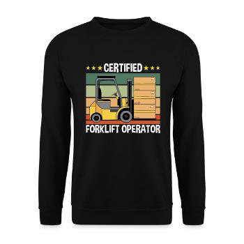 Certified Forklift Operator - Unisex Pullover - Schwarz - Vorne - Alina (178cm) & Michal (187cm)