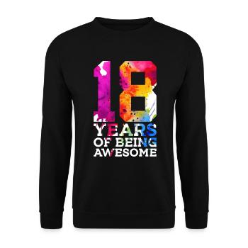 18 ANS D’ÊTRE GÉNIAL 18E ANNIVERSAIRE - Sweat-shirt Unisexe - noir - Devant - Alina (178cm) & Michal (187cm)