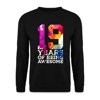 19 ANS D’ÊTRE GÉNIAL 19E ANNIVERSAIRE - Sweat-shirt Unisexe - noir - Devant - Alina (178cm) & Michal (187cm)