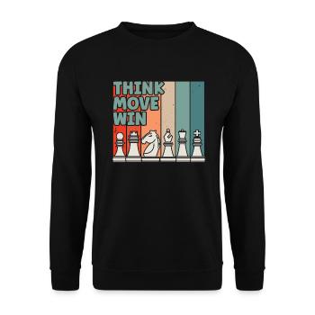 Schach Think Move Win - Unisex Pullover - Schwarz - Vorne - Alina (178cm) & Michal (187cm)