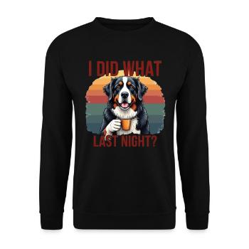 I Did What Last Night Berner Sennenhund Sennen - Unisex Pullover - Schwarz - Vorne - Alina (178cm) & Michal (187cm)