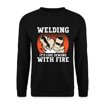 Welding With Fire - Unisex Sweatshirt - black - Front - Alina (178cm) & Michal (187cm)