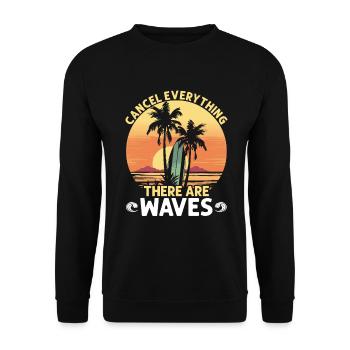Surfing Waves - Unisex Sweatshirt - black - Front - Alina (178cm) & Michal (187cm)