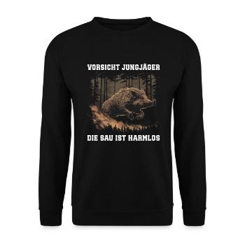 Beware of young hunters - Unisex Sweatshirt - black - Front - Alina (178cm) & Michal (187cm)