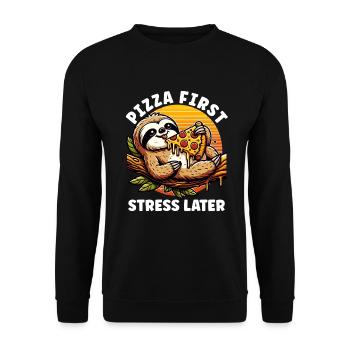 Fast Food Pizza Lovers Pizza Food Italian - Unisex Sweatshirt - black - Front - Alina (178cm) & Michal (187cm)