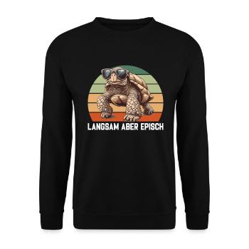 Schildkröten Liebhaber Lustiger Spruch - Unisex Pullover - Schwarz - Vorne - Alina (178cm) & Michal (187cm)