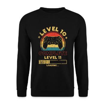 Tee shirt Cadeau Enfant 10 Anniversaire Niveau 10 Jung - Sweat-shirt Unisexe - noir - Devant - Alina (178cm) & Michal (187cm)