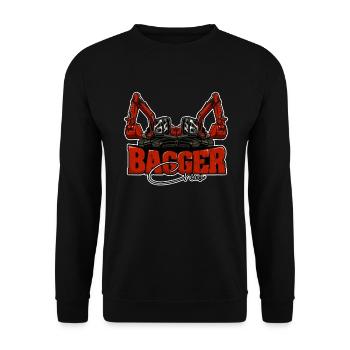 Bagger Schaufelbagger Kinder Jungen - Bagger Crew - Unisex Pullover - Schwarz - Vorne - Alina (178cm) & Michal (187cm)