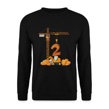 Excavator birthday present for the 2nd birthday - Unisex Sweatshirt - black - Front - Alina (178cm) & Michal (187cm)