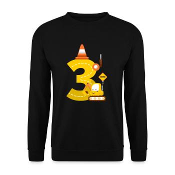 Excavator birthday present 3 years construction site - Unisex Sweatshirt - black - Front - Alina (178cm) & Michal (187cm)