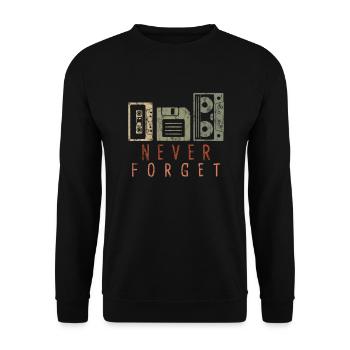 Never Forget Kassette Diskette VHS Videokassette - Unisex Pullover - Schwarz - Vorne - Alina (178cm) & Michal (187cm)
