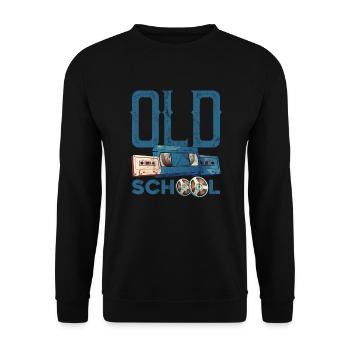 Old School Vintage Party Kostüm Outfit - Unisex Pullover - Schwarz - Vorne - Alina (178cm) & Michal (187cm)