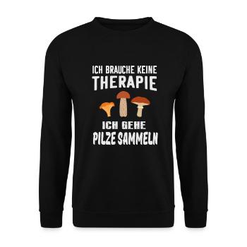 Pilze sammeln Pilzesammeln Pilzsammler Schwammerl - Unisex Pullover - Schwarz - Vorne - Alina (178cm) & Michal (187cm)