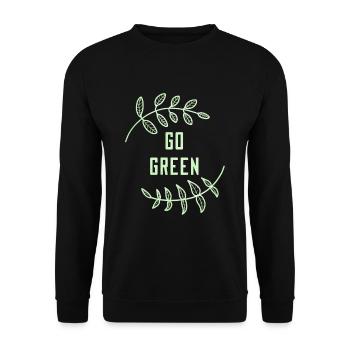 Go Green saying leaf earth planet climate change green - Unisex Sweatshirt - black - Front - Alina (178cm) & Michal (187cm)