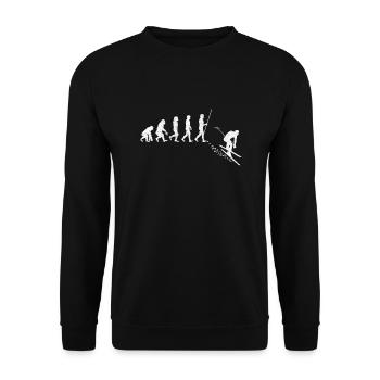 Lustiges Ski Evolution Wintersport Geschenk - Unisex Pullover - Schwarz - Vorne - Alina (178cm) & Michal (187cm)