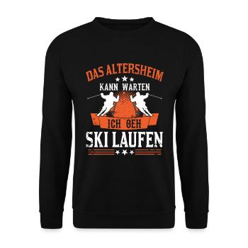 Lustiger Rentner Opa Ski Skifahrer Spruch - Unisex Pullover - Schwarz - Vorne - Alina (178cm) & Michal (187cm)