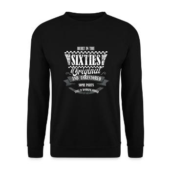 Build in the sixties - 60er - Geburtstag - Unisex Pullover - Schwarz - Vorne - Alina (178cm) & Michal (187cm)