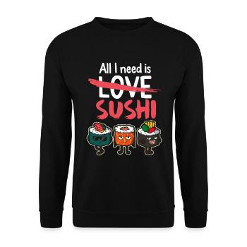 Japan Otaku Anime Sushi Kawaii Geschenk - Unisex Pullover - Schwarz - Vorne - Alina (178cm) & Michal (187cm)