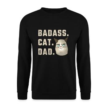 Badass Cat Dad - Sweat-shirt Unisexe - noir - Devant - Alina (178cm) & Michal (187cm)