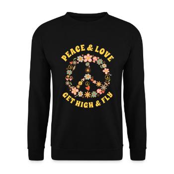 Costume hippie Peace Love des années 60 et 70 - Sweat-shirt Unisexe - noir - Devant - Alina (178cm) & Michal (187cm)