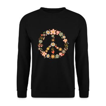 Peace Symbol 60er 70er Jahre Hippie Kostüm - Unisex Pullover - Schwarz - Vorne - Alina (178cm) & Michal (187cm)