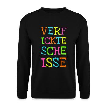 Verfickte Scheiße Schimpfwörter Flüche Spruch - Unisex Pullover - Schwarz - Vorne - Alina (178cm) & Michal (187cm)