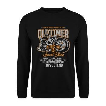 Oldtimer Ruhestand 2020 Vintage Motorrad Rentner - Unisex Pullover - Schwarz - Vorne - Alina (178cm) & Michal (187cm)