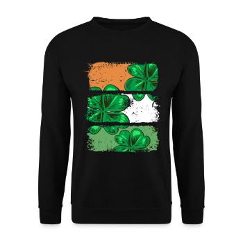 St Patricks Day Irland Fahne Kleeblatt Geschenk - Unisex Pullover - Schwarz - Vorne - Alina (178cm) & Michal (187cm)