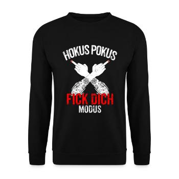 Hokus Pokus Fick Dich Mittelfinger Frauen Tattoo - Unisex Pullover - Schwarz - Vorne - Alina (178cm) & Michal (187cm)