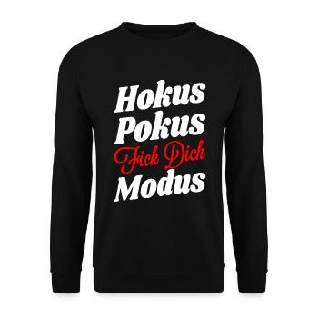 Hokus Pokus Fick Dich Modus - Unisex Pullover - Schwarz - Vorne - Alina (178cm) & Michal (187cm)