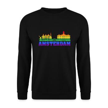 LGBT Pride Gay Amsterdam - Unisex Pullover - Schwarz - Vorne - Alina (178cm) & Michal (187cm)