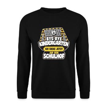Einschulung Fußball Kicken Fußballer Schulanfang - Unisex Pullover - Schwarz - Vorne - Alina (178cm) & Michal (187cm)
