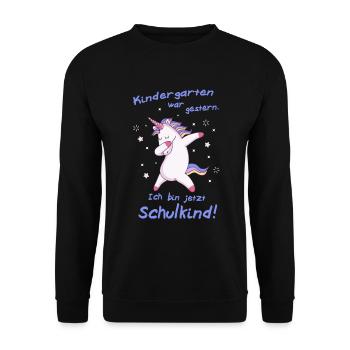 Kindergarten War Gestern Ich bin Jetzt Schulkind - Unisex Pullover - Schwarz - Vorne - Alina (178cm) & Michal (187cm)