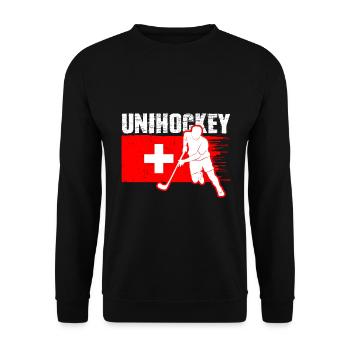 Floorball Switzerland Floorball - Unisex Sweatshirt - black - Front - Alina (178cm) & Michal (187cm)