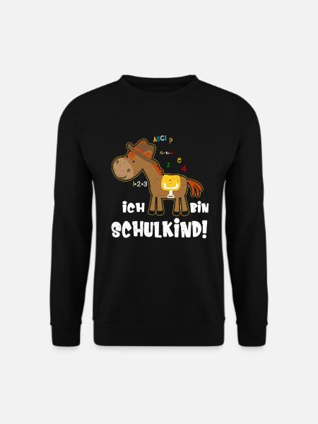 Ich bin Schulkind Einschulung Spruch mit Pferd - Unisex Pullover - Schwarz