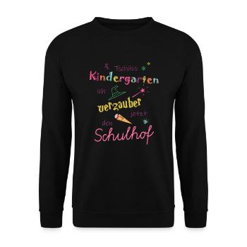Tschüss Kindergarten Schulhof Zaubern Magie - Unisex Pullover - Schwarz - Vorne - Alina (178cm) & Michal (187cm)