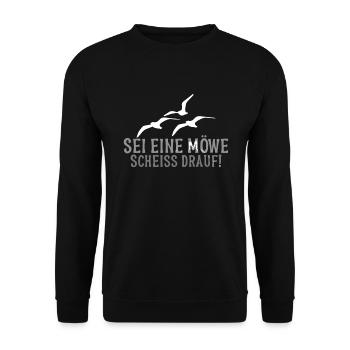 Sei eine Möwe Scheiss drauf - Unisex Pullover - Schwarz - Vorne - Alina (178cm) & Michal (187cm)