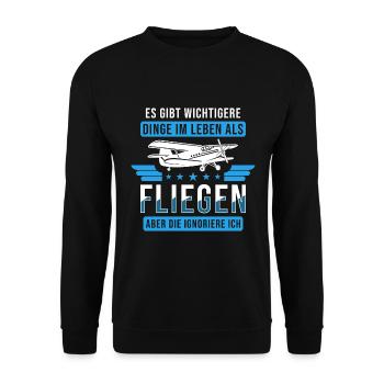 Lustige Piloten und Hobby Flieger Sprüche - Unisex Pullover - Schwarz - Vorne - Alina (178cm) & Michal (187cm)