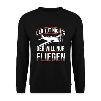 Der Tut Nichts Fliegen Flieger Piloten Spruch - Unisex Pullover - Schwarz - Vorne - Alina (178cm) & Michal (187cm)