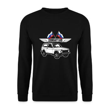 Lada Niva 4x4 Russia Auto - Unisex Pullover - Schwarz - Vorne - Alina (178cm) & Michal (187cm)