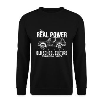 Lada Niva 4x4 Russia Auto - Unisex Pullover - Schwarz - Vorne - Alina (178cm) & Michal (187cm)