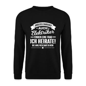 Junggesellenabschied Elektriker JGA Bachelor - Unisex Pullover - Schwarz - Vorne - Alina (178cm) & Michal (187cm)