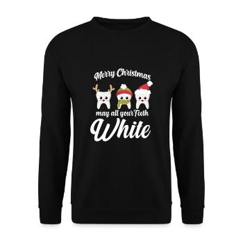 Zahnarzt Weihnachten Geschenk Zähne Weiß - Unisex Pullover - Schwarz - Vorne - Alina (178cm) & Michal (187cm)