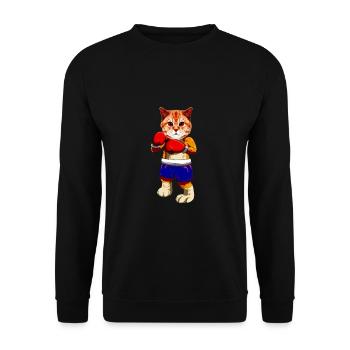 Katze Cat T shirt Geschenk Fan Lustig Mittelfinger - Unisex Pullover - Schwarz - Vorne - Alina (178cm) & Michal (187cm)