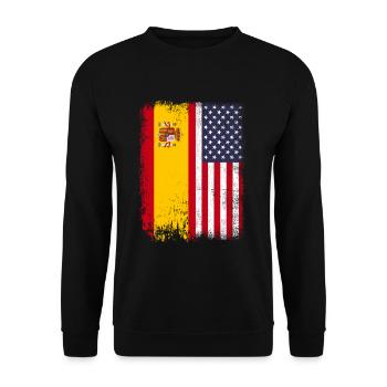USA America Spanish Flag - Unisex Sweatshirt - black - Front - Alina (178cm) & Michal (187cm)