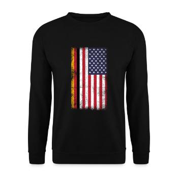German American Flag USA German - Unisex Pullover - Schwarz - Vorne - Alina (178cm) & Michal (187cm)