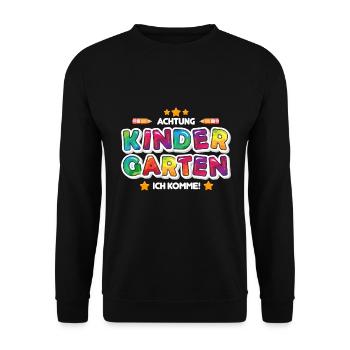 Kindergartenkind Geschenk - Unisex Pullover - Schwarz - Vorne - Alina (178cm) & Michal (187cm)