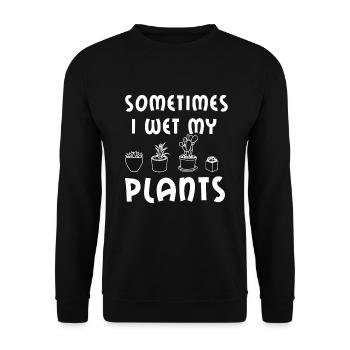 Sometimes I Wet My Plants - Unisex Pullover - Schwarz - Vorne - Alina (178cm) & Michal (187cm)